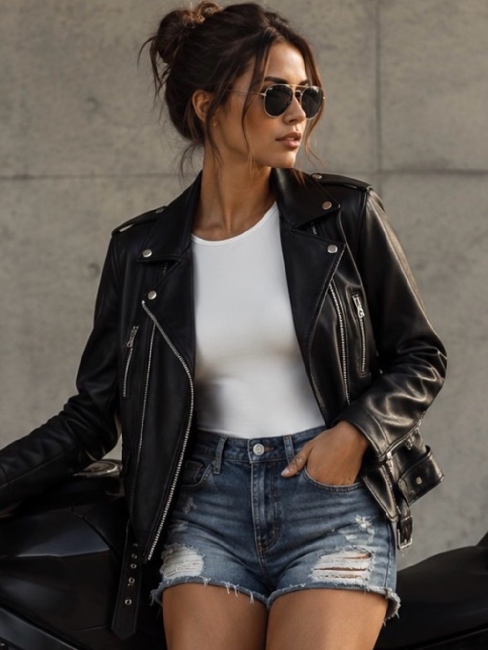 ZARA TRF Collection Vegan Leather Moto/Biker Jacket Black Silver Accents XS NWT